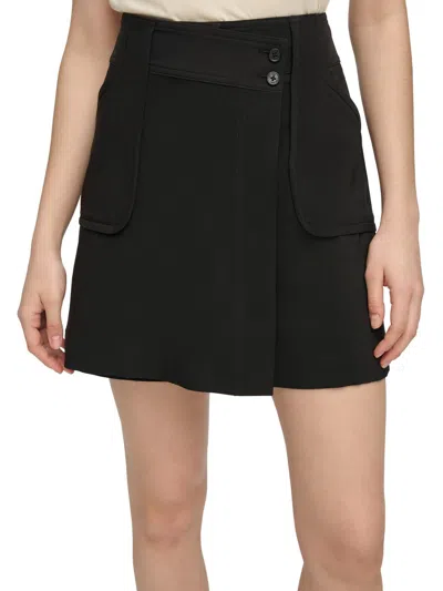 Calvin Klein Womens Crepe Mini Skort In Black