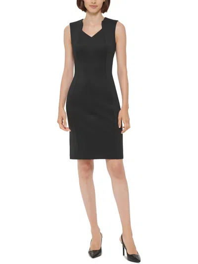 Calvin Klein Womens Crepe Sleeveless Sheath Dress In Black
