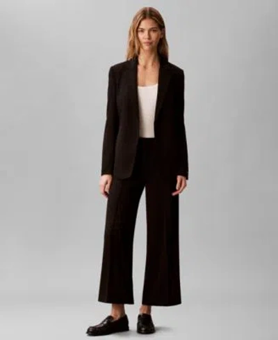 Calvin Klein Womens Crepe Travel Blazer Cropped Wide Leg Pants In Brown