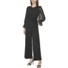 Calvin Klein Womens Crewneck Bishop Sleeve Jumpsuit In Multi