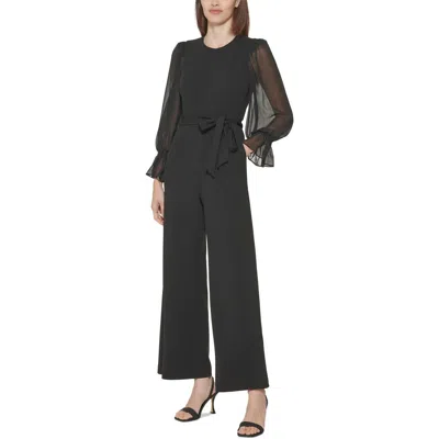 Calvin Klein Womens Crewneck Bishop Sleeve Jumpsuit In Multi
