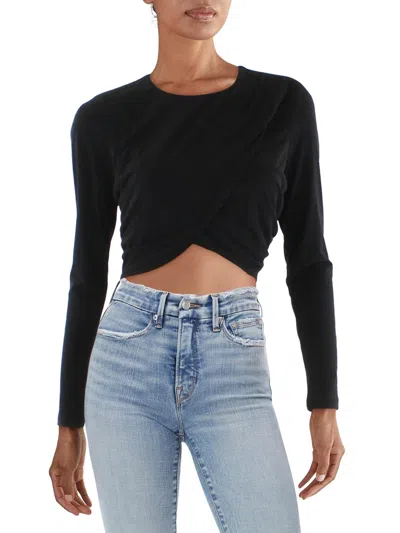 Calvin Klein Womens Cropped Long Sleeve Blouse In Black
