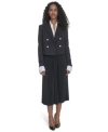 Calvin Klein Womens Double Breasted Cropped Jacket Pleated Pull On Midi Skirt In Black