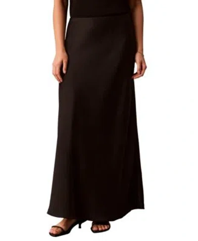 Calvin Klein Womens Double Faced Satin Bias Cut Maxi Skirt In Black