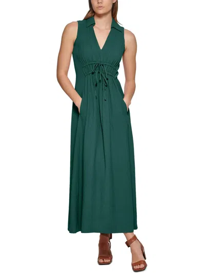 Calvin Klein Womens Drawstring Rayon Maxi Dress In Multi