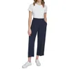 Calvin Klein Womens Elastic Waistband Workwear Cropped Pants In Multi