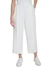 Calvin Klein Womens Elastic Waistband Workwear Cropped Pants In White