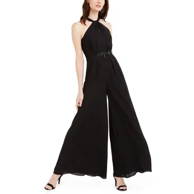 Calvin Klein Womens Embellished Halter Jumpsuit In Black