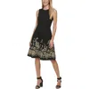 Calvin Klein Petites Womens Embroidered Mini Fit & Flare Dress In Black