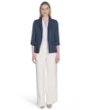 Calvin Klein Womens Faux Denim 3 4 Sleeve Jacket Johnny Collar Sleeveless Sweater Cotton Blend Wide Leg Pants