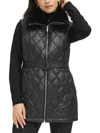 Calvin Klein Womens Faux Fur Cold Weather Puffer Vest In Black