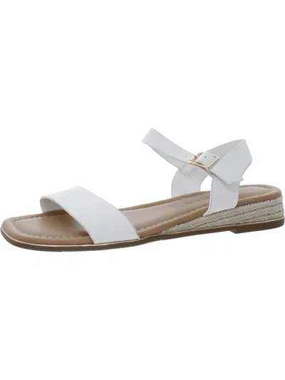Calvin Klein Womens Faux Leather Ankle Strap In White