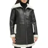 Calvin Klein Womens Faux Leather Faux Fur Motorcycle Jacket In Black