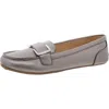 Calvin Klein Womens Faux Leather Round Toe Moccasins In Pewter