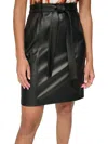 Calvin Klein Womens Faux Leather Short Mini Skirt In Black