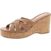 Calvin Klein Womens Faux Leather Strappy Slide Sandals In Multi