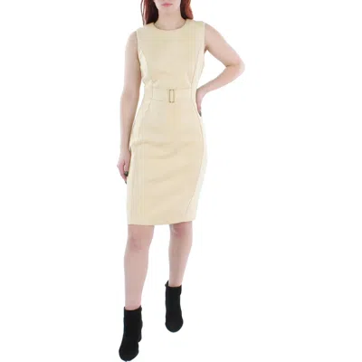 Calvin Klein Womens Faux Suede Mini Sheath Dress In Neutral