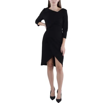 Calvin Klein Womens Faux Wrap Knee Length Midi Dress In Black