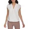 Calvin Klein Women's Textured Extended Sleeve Blouse In White