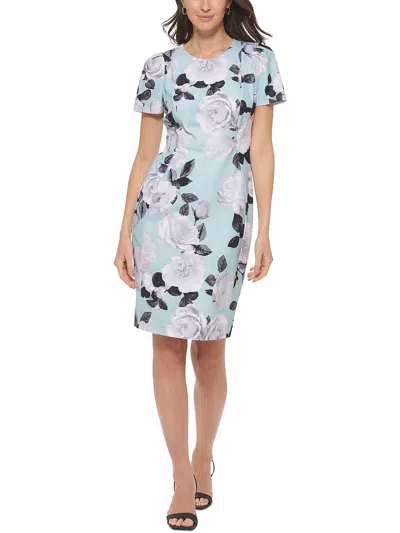 Calvin Klein Womens Floral Knee Length Midi Dress In Multi