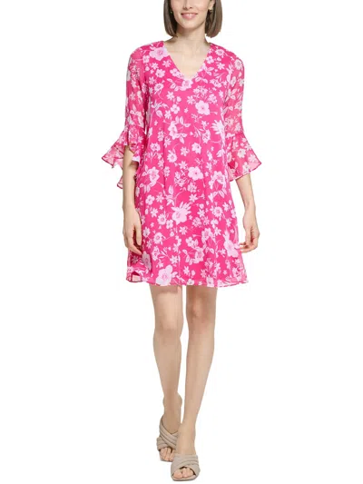 Calvin Klein Womens Floral Mini Shift Dress In Pink