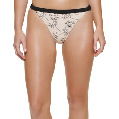 Calvin Klein Womens Floral Print Bikini Swim Bottom Separates In Beige