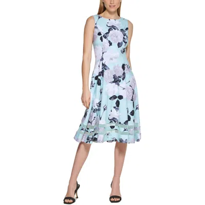 Calvin Klein Womens Floral Sleeveless Midi Dress In Multi