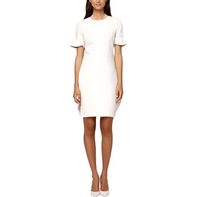 Calvin Klein Womens Flounce Sleeves Midi Wear To Work Dress