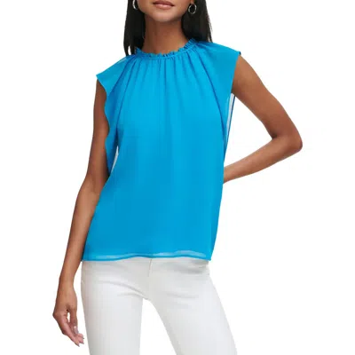 Calvin Klein Womens Flutter Sleeve Ruffled Blouse