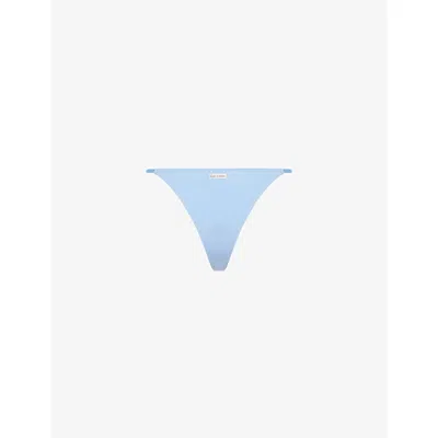 Calvin Klein Womens Frozen Fjord String High-rise Stretch-cotton Blend Thong In Blue