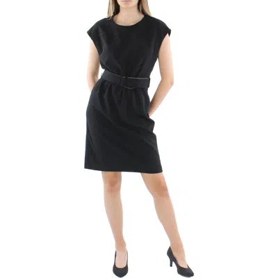 Calvin Klein Womens Gathered Above Knee Fit & Flare Dress In Black