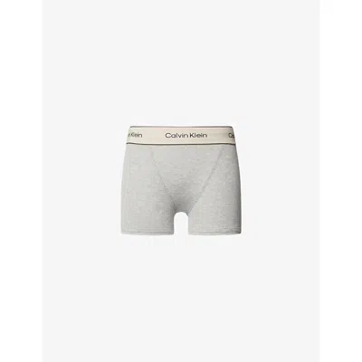 Calvin Klein Womens Grey Heather Heritage Branded Stretch-cotton Boxer Brief In Gray