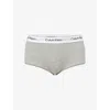 Calvin Klein Womens Grey Heather Icon Cotton And Modal-blend Boy Shorts Xl In Gray