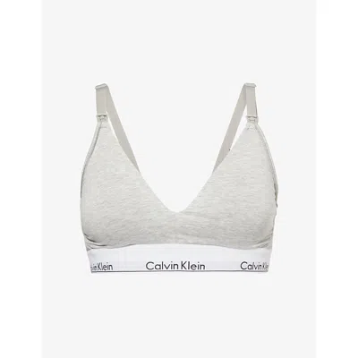 Calvin Klein Womens Grey Heather Icon Modal Cotton-blend Maternity Bra In Gray