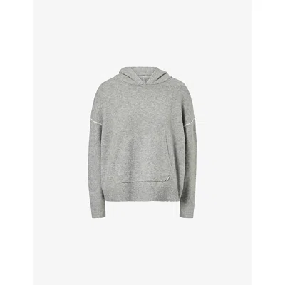 Calvin Klein Womens Grey Heather Oversized Contrast-seam Plush-terry Hoody Xl In Gray