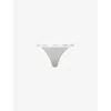 Calvin Klein Womens Grey Heather Ribbed High-rise Cotton-jersey Thong Xs In Grey Heather