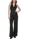 CALVIN KLEIN WOMENS HALTER DOUBLE-BREASTED JUMPSUIT