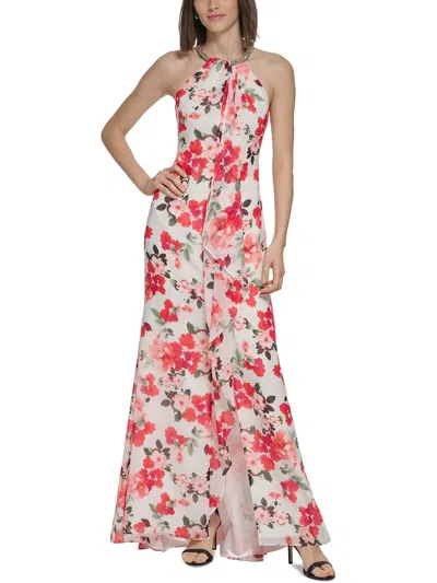 Calvin Klein Womens Halter Polyester Evening Dress In Multi