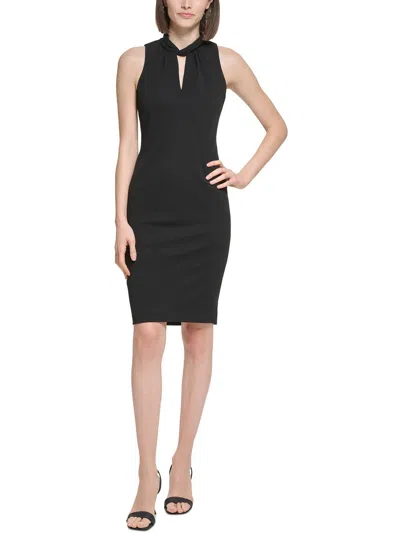 Calvin Klein Womens Halter Polyester Sheath Dress In Black