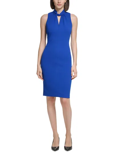 Calvin Klein Womens Halter Polyester Sheath Dress In Blue