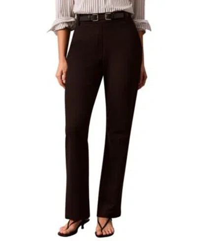 Calvin Klein Womens Hi Twist Compression High Rise Bootcut Pants In Brown