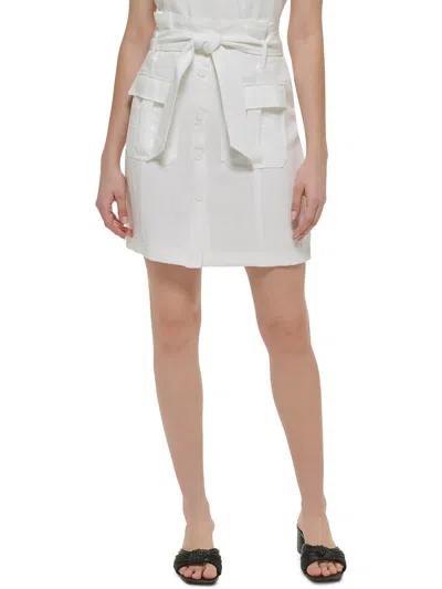 Calvin Klein Womens High Rise Above Knee Pencil Skirt In White
