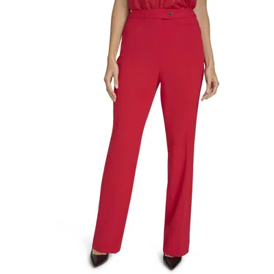 Calvin Klein Womens High-rise Crepe Straight Leg Pants In Red