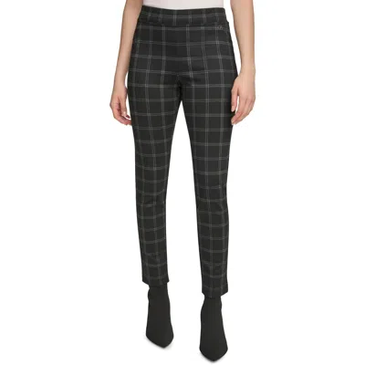 Calvin Klein Womens High Rise Plaid Ankle Pants In Multi
