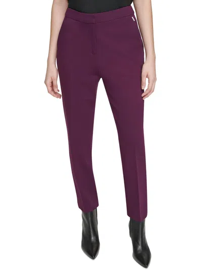 Calvin Klein Womens High Rise Solid Ankle Pants In Purple
