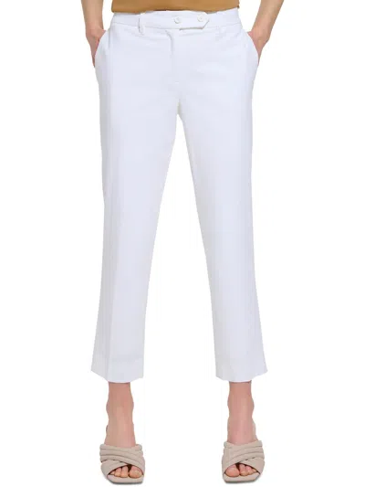 Calvin Klein Womens High Rise Solid Ankle Pants In White
