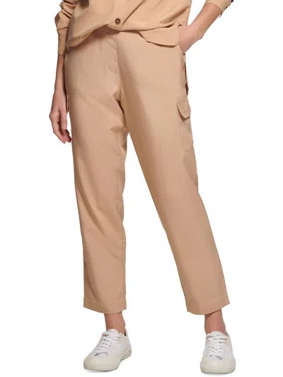 Calvin Klein Womens High Rise Straight Leg Cargo Pants In Beige