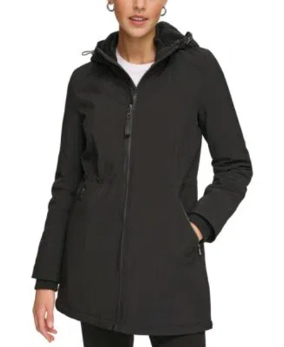 Calvin Klein Womens Hooded Faux Fur Lined Anorak Raincoat P Xxs Xxl In Black