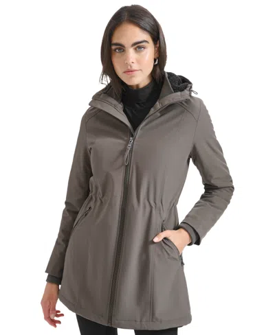 Calvin Klein Womens Hooded Faux-fur-lined Anorak Raincoat In Twig