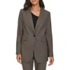 Calvin Klein Womens Houndstooth Polyester One-button Blazer In Brown
